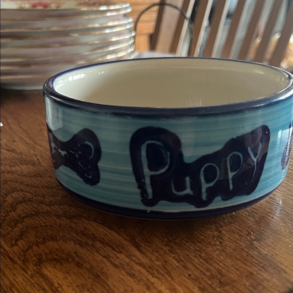 Handcrafted Blue Puppy Bowl